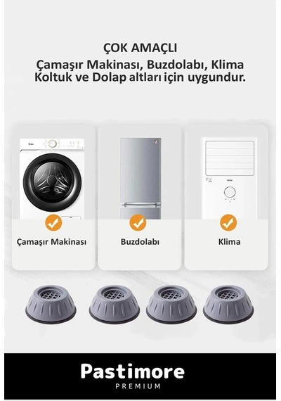 Premium Gürültü Engelleyici Titreşim Önleyici Kauçuk Çamaşır Bulaşık Makinesi 4 Adet Ayak Pedleri