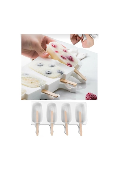Magnum Dondurma Kalıbı - 4'lü Büyük Boy Pratik Magnum Silikon Dondurma Kalıbı Çubuksuz Silikon Diğer