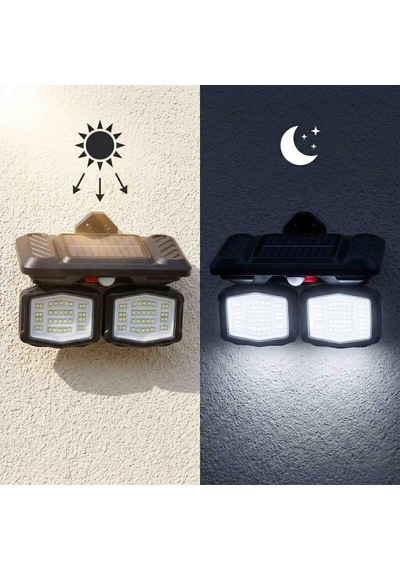 Panter Solar Hareket Sensörlü 72 Smd Beyaz Led Duvar Lambası 800 Lümen, 5w, Çift Başlıklı 120 Ayarlı, Type-c Çok Renkli