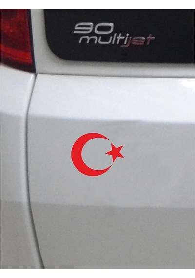 Ay Yıldız Folyo Kesim Etiket Kırmızı 8cm