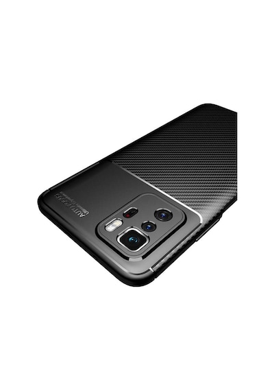 Xiaomi Poco X3 Gt Kılıf Karbon Görünümlü Silikon Kamera Korumalı Üstün Koruma Celikaksesuar Siyah