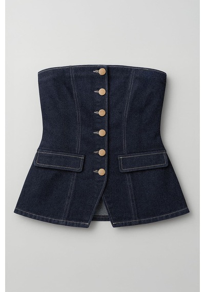 Blue White Kadın Denim Büstiyer Lacivert M