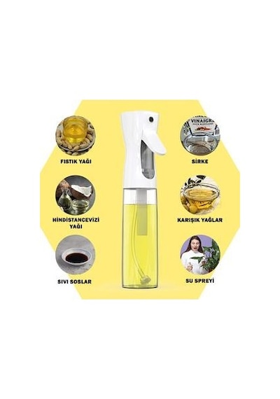 Sprey Yağdanlık Airfryer İçin Cam Şişe Yağlık Sirkelik Sosluk 210 Ml