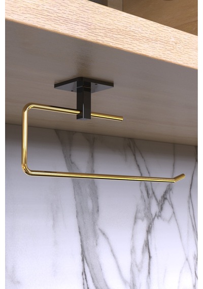 Karteya Gold Rulo Havluluk Peçetelik Yapışkanlı Pratik Banyo Mutfak Askısı Kağıt Rulo Havluluk Gold