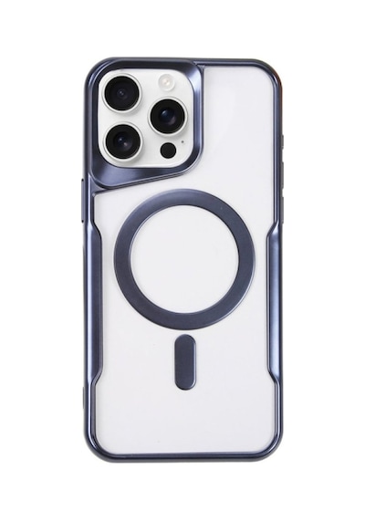 Apple iPhone 14 Pro Max Uyumlu Kılıf Metal Çerçeve Görünümlü Kırılmaz Boyi Kapak Lacivert
