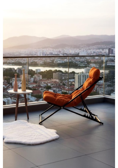 Napper Katlanabilir Turuncu Şezlong - Su Geçirmez Kumaş, Metal İskelet, Balkon Ve Bahçe Sandalyesi Turuncu
