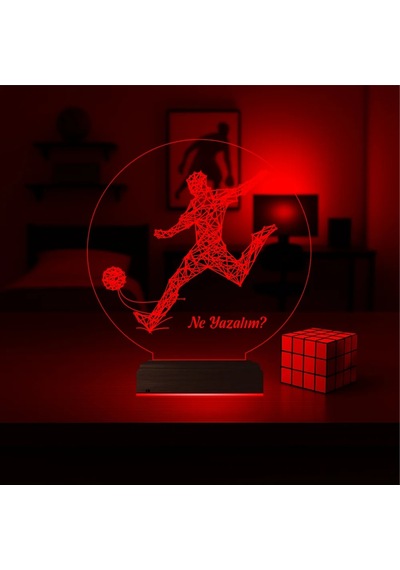 Luvivia Futbolcu Hediye Kişiye Özel 3d Lamba - Masa Gece Lambası