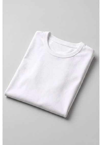Öts Erkek Çocuk %100 Pamuk T-shirt Ribana Açık Yaka Özel Tasarım 7009 Beyaz