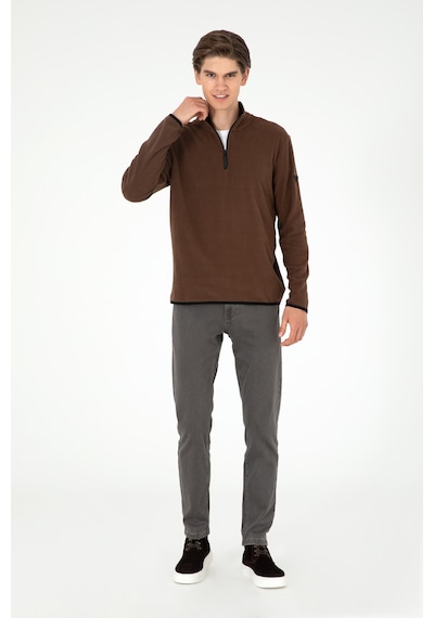 U.S. Polo Assn. Erkek Yarım Fermuarlı Kahverengi Basic Polar Sweatshirt 50298085-VR029 U.S. Polo Assn. Erkek Yarım Fermuarlı Kahverengi Basic Polar Sweatshirt 50298085-VR029