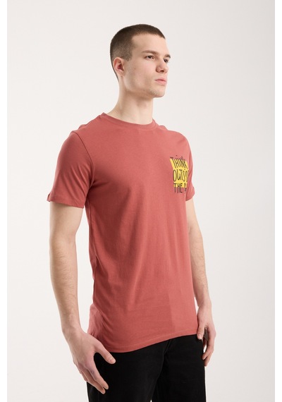 Maximodena Erkek Urban Mesaj Detaylı Günlük T-shirt - Kiremit