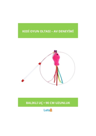 90 Cm Uzunlukta Balıklı Kedi Oyun Oltası
