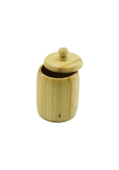 Go İthalat No-8 Ahşap - Bambu Şekerlik Kapaklı Çap: 7.5cm Derinlik: 8.5cm