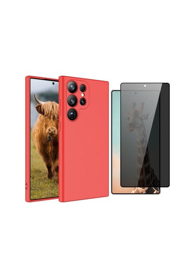 Vendas Galaxy S25 Ultra Uyumlu Kılıf Zore Mara Lansman Kapak + Hayalet Cam Ekran Koruyucu Kırmızı