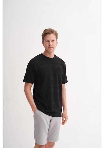 Cazador Bisiklet Yaka Regular Fit Örme Tişört 4123 Siyah