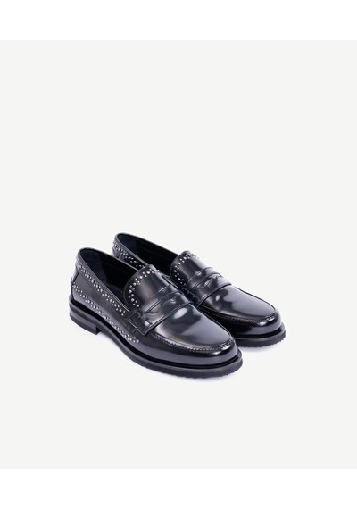 Yargıcı Zımba Detaylı Deri Loafer 25kkay4032x 001 Siyah