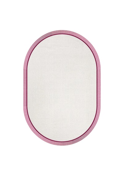 Natura Sisal Hasır Görünümlü Çift Bordürlü Oval Halı Ntr33 Pembe