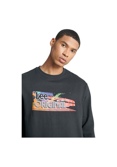 Lee Cooper Regular Fit Normal Kesim Bisiklet Yaka Şardonlu Siyah Sweatshirt Sİyah