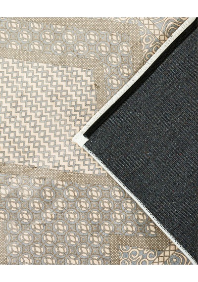 Bespoky Ipekyolu Geometrik Etnik Salon Halısı Makine Dokuma Krem