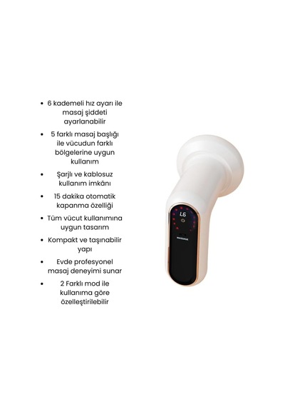 Titreşimli &amp Darbeli 6 Kademeli 2 Modlu 2d Masaj Aleti, 5 Değiştirilebilir Başlık, Şarjlı Ve Kablosuz, Tüm V
