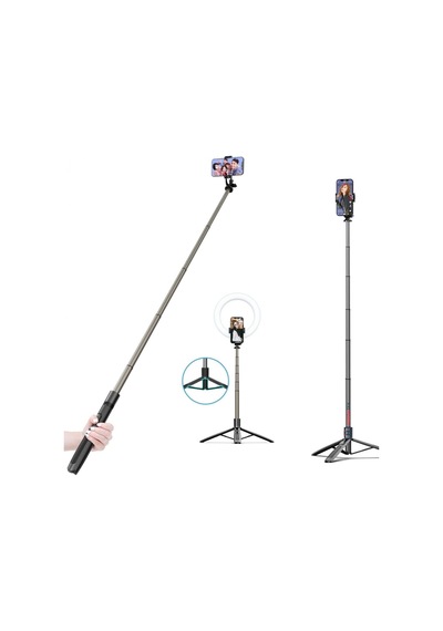 Q6 Katlanabilir Çok Fonksiyonlu Selfie Tripod Vlog Uzaktan Kumandalı 4 İn 1 Android Ios