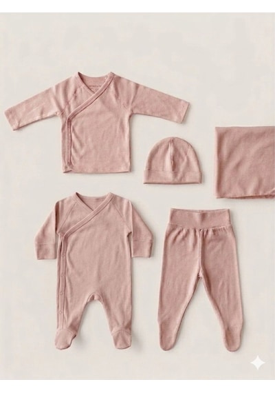 Ciccim Baby 5li Zıbın Seti Tulumlu Modal Somon Pembe
