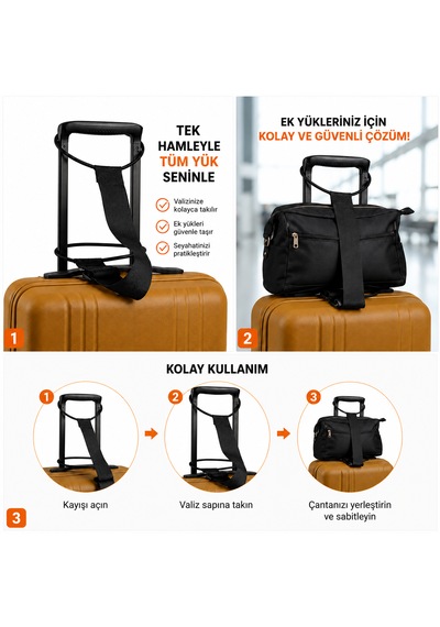 Aibar Çok Amaçlı Valiz Üstü Çanta Sabitleme Kemeri Ayarlanabilir Bagaj Taşıma Aparatı Siyah