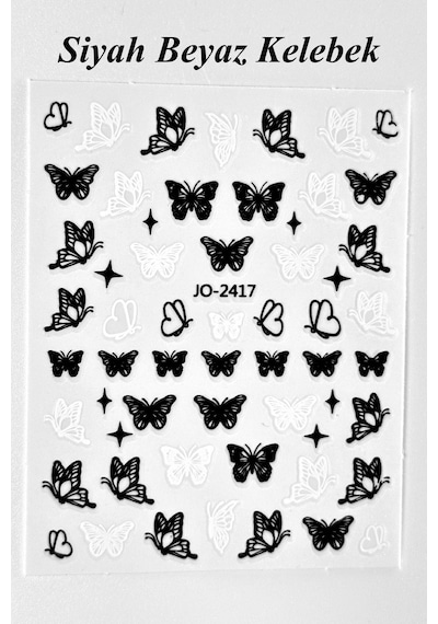 Nail Art Sticker Kendinden Yapışkanlı, Tırnak Süsleme, Tırnak Dövmesi Stikır 2417 Siyah-beyaz-2417
