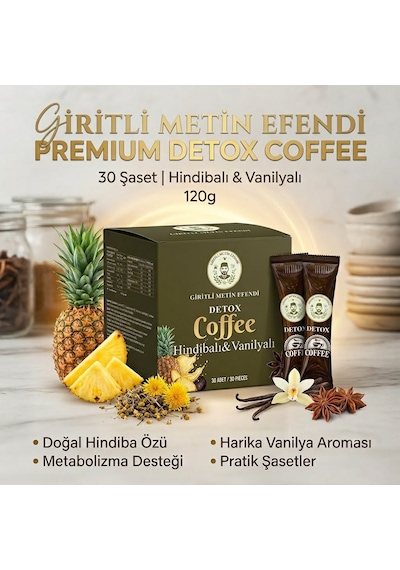 Premium Detox Coffee - 3 Aylık Kullanım / 3 X 30 Adet Kahve Giritli Metin Efendi Çözünebilir