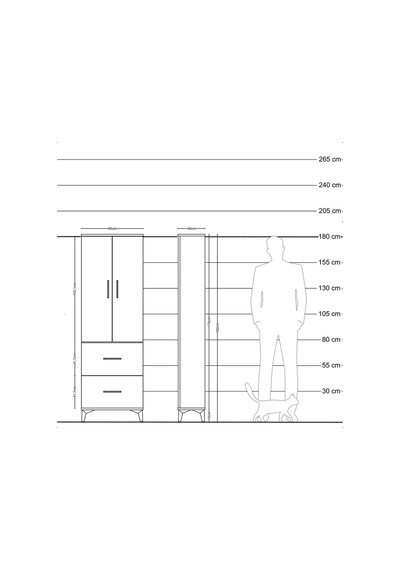 Arges Dolap 3 Raflı 2 Çekmeceli 2 Kapaklı 60x30x182 Aytaşı-an... Aytaşı