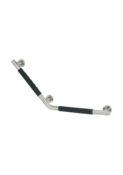 Açılı Kauçuk Banyo Tutunma Barı 63cm Krom - Siyah