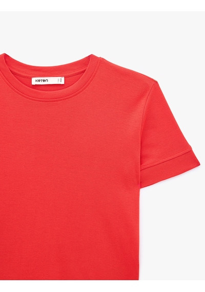 Koton Slim Fit Kısa Kollu Bisiklet Yaka Basic Tişört Kırmızı 6sak50400ek