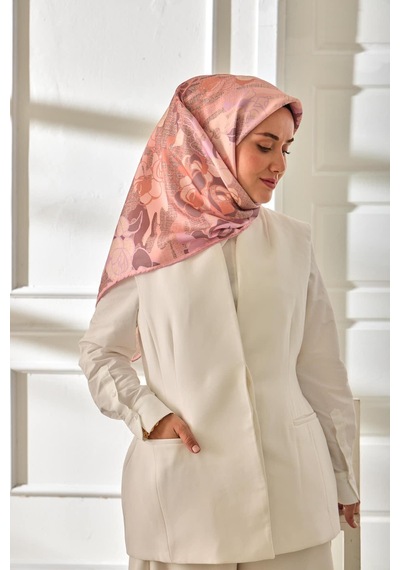 Silk Home Twill İpek Eşarp 11483-33 Pembe, Gül Kurusu, Lila, Koyu Vizon