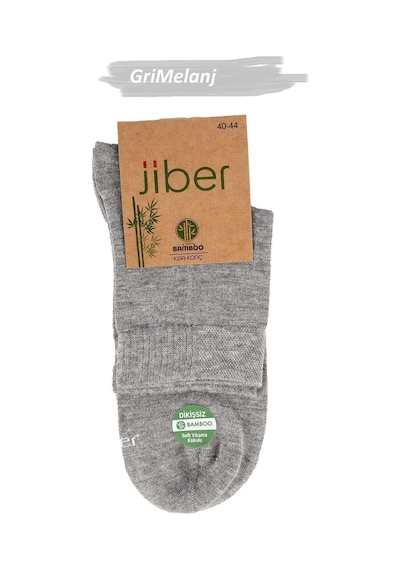 Jiber Erkek Bambu Likralı Yarım Konç Çorap 6451 - 6 Adet Gri Melanj