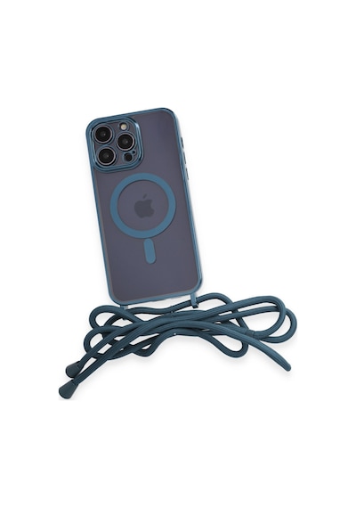 Apple iPhone Uyumlu  12 Pro Uyumlu Kılıf Divo Lazer Askılı Magsafe Kapak - Sierra Blue