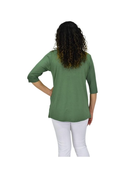 Caftan Kadın Kısa Kol Taşlı Bluz Bgl-st04710 Yeşil