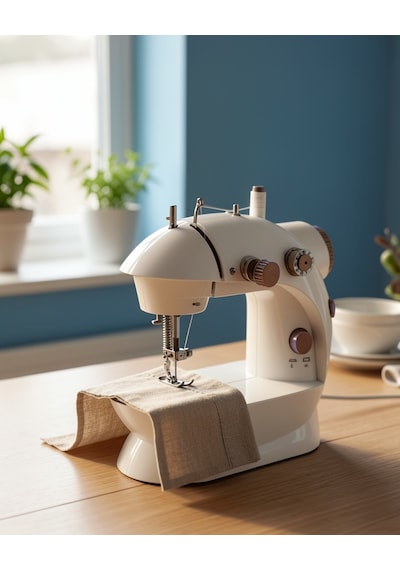 Mini Dikiş Makinesi Pedallı Çift Makara Kilitli Dikiş 0