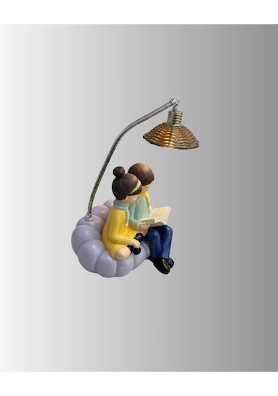 Okuyan Çift Figürlü Dekoratif Gece Lambası Hediye Seçeneği Çok Renkli 38251051