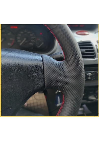 Peugeot 206 Araca Özel Direksiyon Kılıfı Noktalı Düz Kırmızı Dik