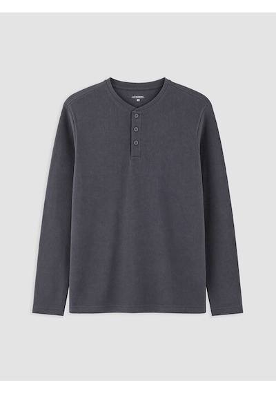LC Waikiki Lc Waıkıkı Gri Henley Yaka Uzun Kollu Erkek Pijama Üst