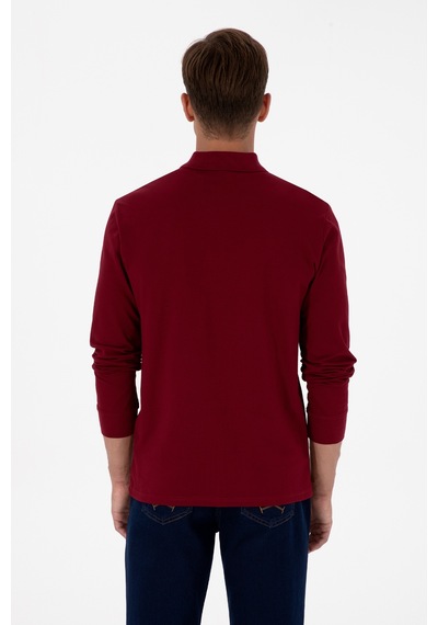 U.S. Polo Assn. Erkek Regular Fit Polo Yaka Bordo Basic Sweatshirt 50313772-VR014