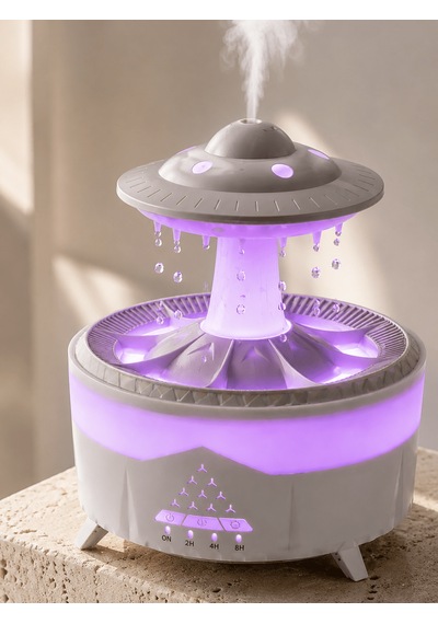 Rgb Işıklı Yağmur Efektli Ha Nemlendirici 350 Ml Sessiz Çalışma Uzaktan Kumanda