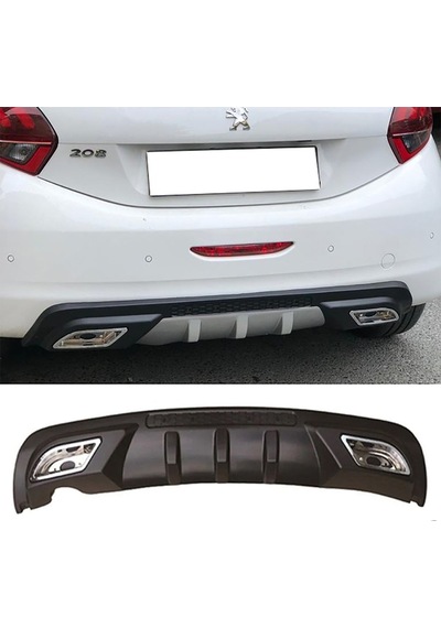 Peugeot 208 Uyumlu Difüzör Difizör Siyah + Kare Egzoz Görünüm C Tip 2004 - 2009