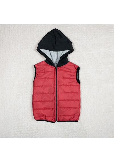 Momikon Unisex Kapüşonlu Kırmızı Şişme Yelek