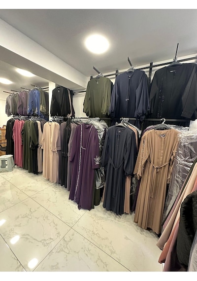 Eslemnur Hac Ve Umrelik V Yaka Biyeli Yazlık Krep Kumaş Ferace Siyah