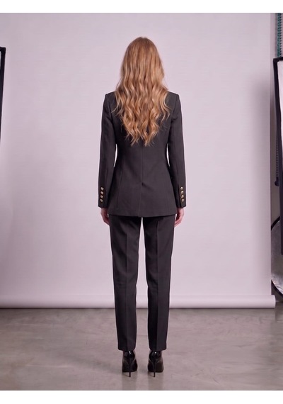 Prenses Kadın Regular Kesim Blazer Ceket Pantolon Takım Modern Trend Zamansız Siyah