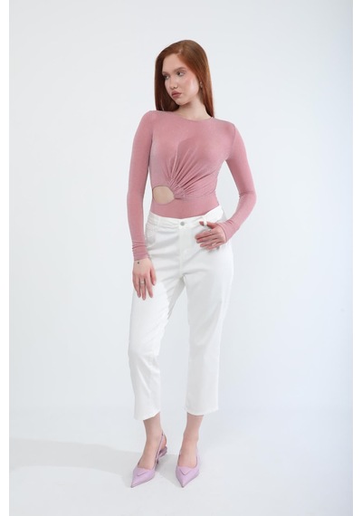Kadın Likralı Esnek Slim Fit Pantolon Beyaz