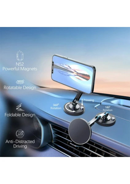 Tesla Model Y Uyumlu 360 Derece Ayarlanabilir Yapışkanlı Mıknatıslı Magsafe Araç Tutucu Diğer