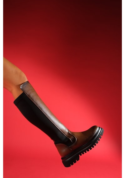 Luvishoes Luvi Shoes Shadow Taba Streç Detaylı Kadın Çizme Taba
