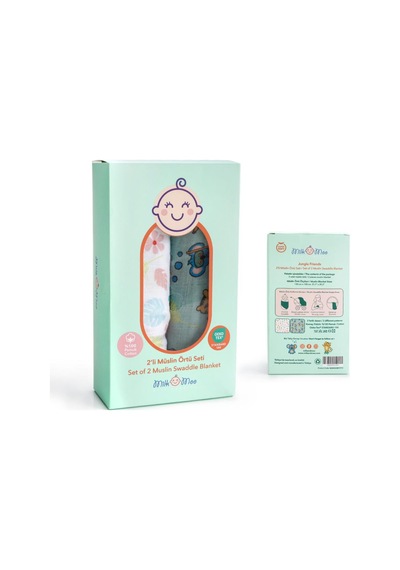 Milk&moo Müslin Örtü 2'li Set Jungle Friends Çok Renkli
