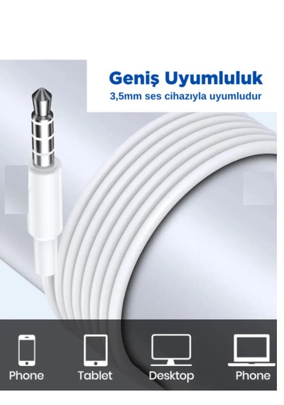 Jack Girişli Beyaz Kablolu Kulaklık Android Uyumlu 3.5mm Jak Kulakiçi Kulaklık 3.5Mm Kulaklık